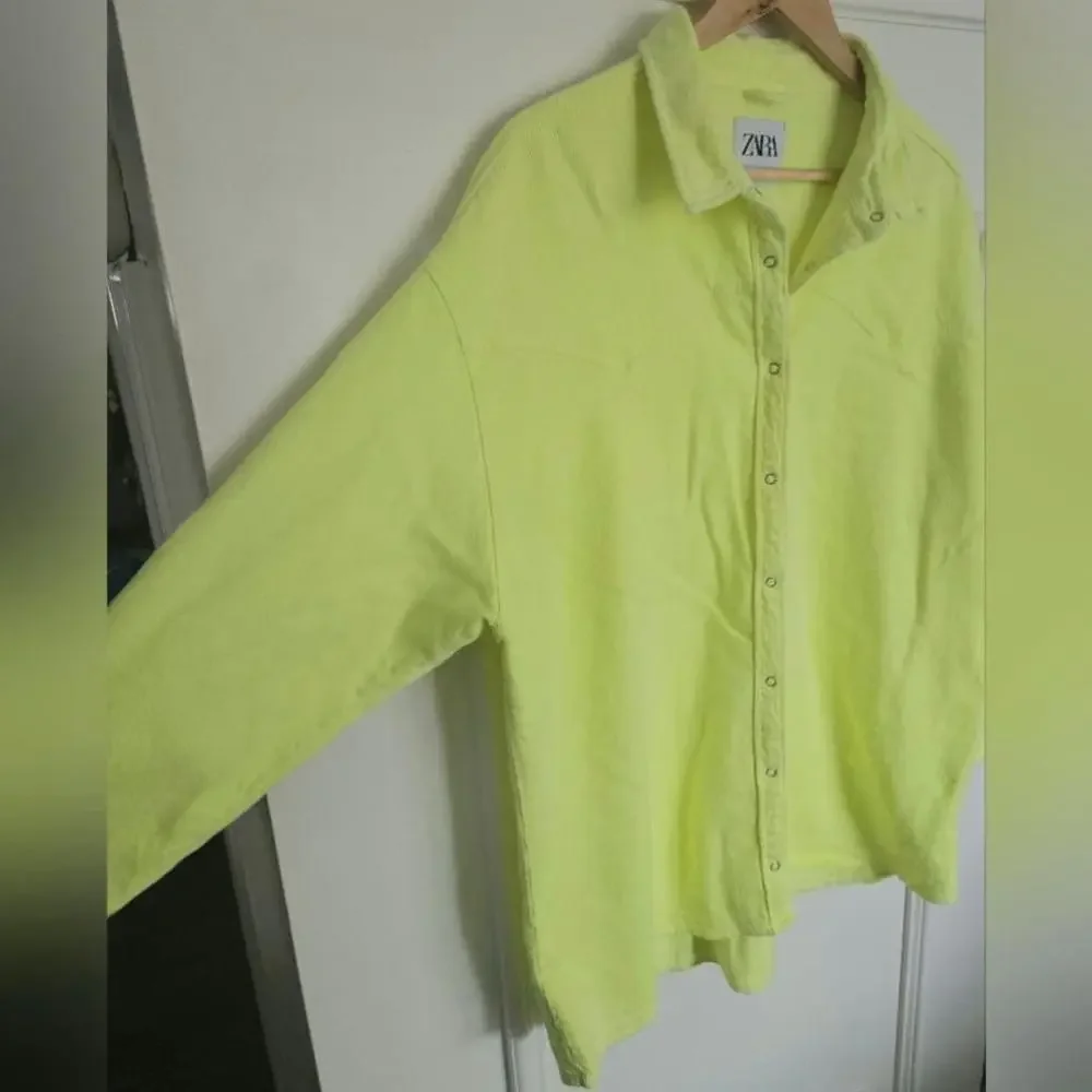 Zara Neon Overshirt oversized yellow shacket - Picture 3 of 8